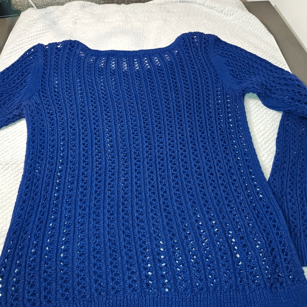 Ana Women's Knitted Blouse Long Sleeve Size Large In Dark Purple Blue,kitted top - Picture 2 of 3